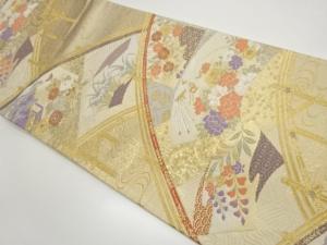 橋・地紙に花唐草・鳳凰模様織出し袋帯